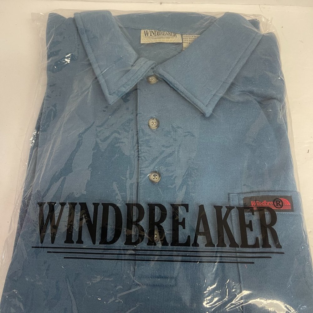 Windbreaker Brand Polo shirt front picket XL Blue RN#84890 - X735